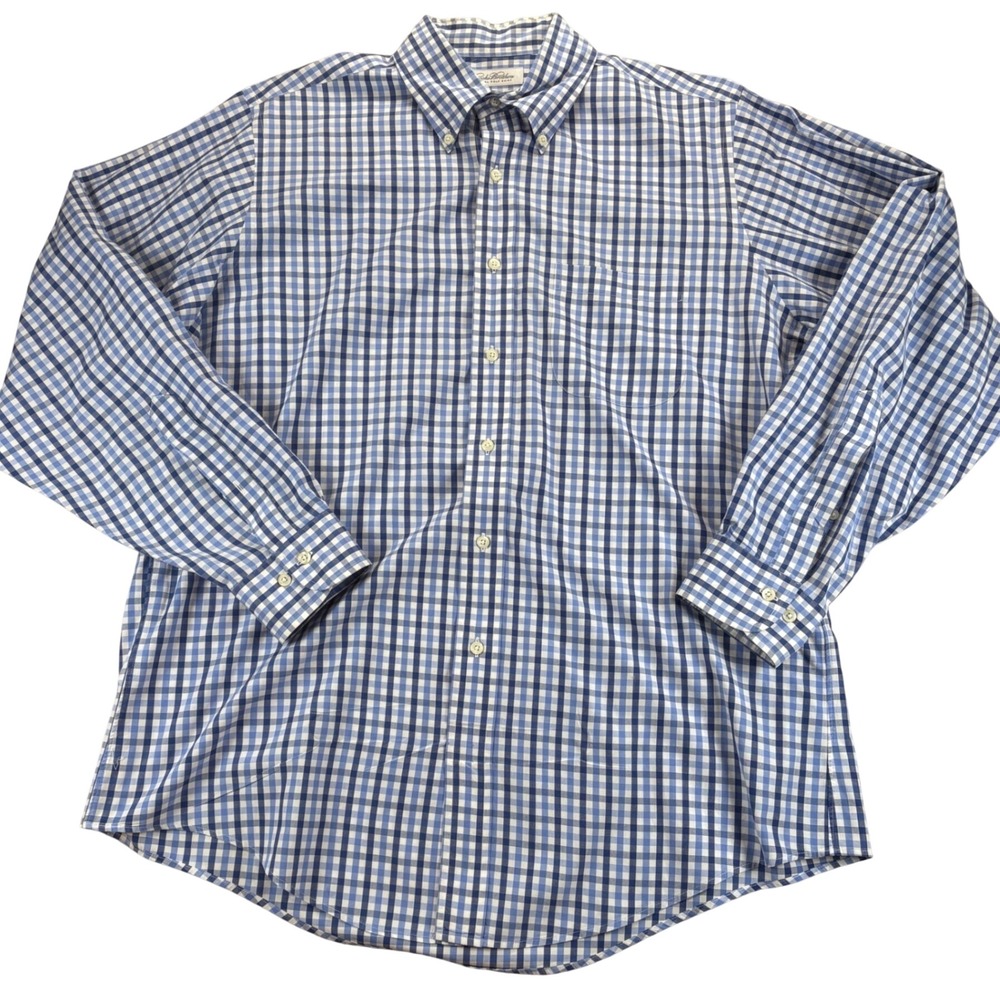 Brooks Brothers Button Down Shirt Mens 16-34/35 Blue Gingham Preppy Classic